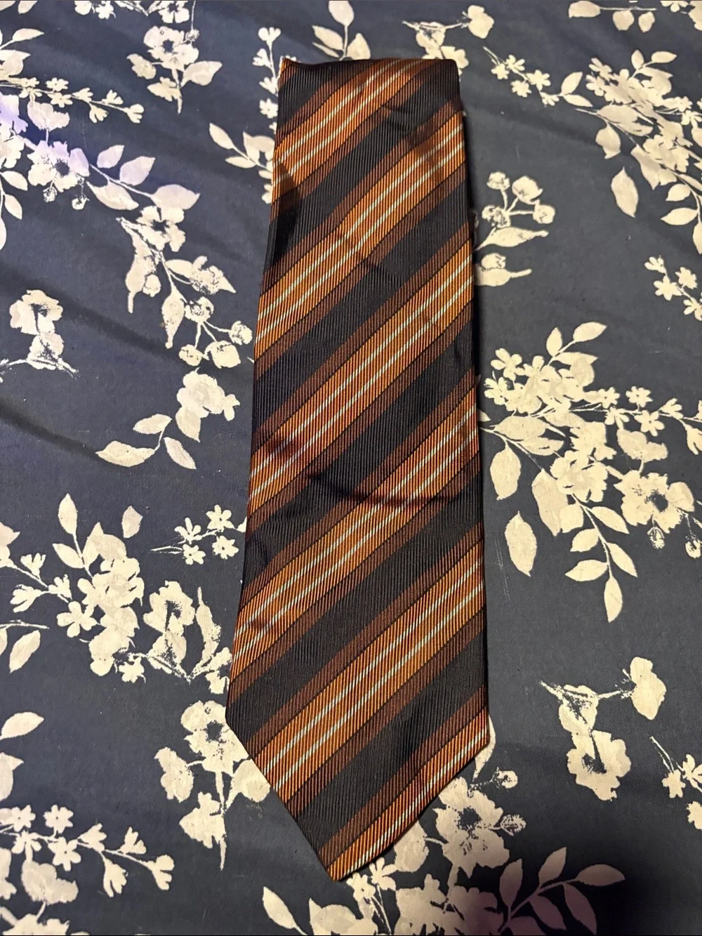 Banana Republic Brown and Black Striped Silk Tie